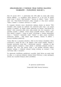 SPRAWOZDANIE Z TURNIEJU PIŁKI NOŻNEJ HALOWEJ