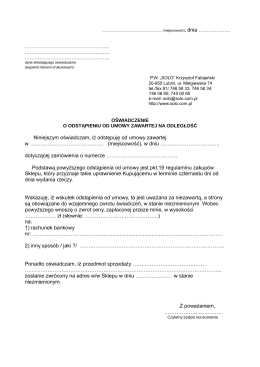 Formularz odstąpienia od umowy