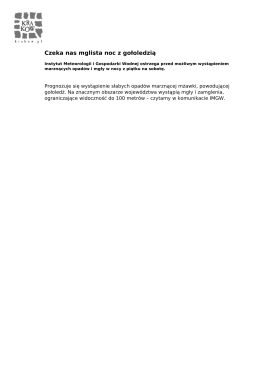 Czeka nas mglista noc z gołoledzią