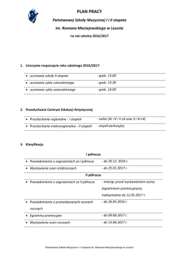 plan pracy - Państwowa Szkoła Muzyczna I i II stopnia im. Romana