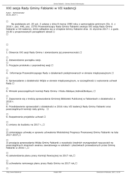 XXI sesja Rady Gminy Fabianki w VII kadencji