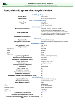 Specjalista do spraw kluczowych klient&oacute;w