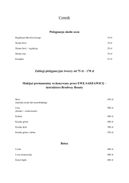 Cennik - Gabinet kosmetologiczny – Żory