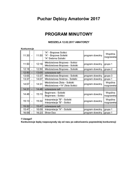 Puchar Dębicy Amatorów 2017 PROGRAM MINUTOWY