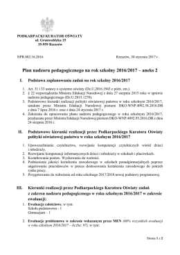 Plan nadzoru pedagogicznego na rok szkolny 2016/2017 – aneks 2