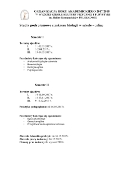 Organizacja studiów podyplomowych – Biologia w szkole