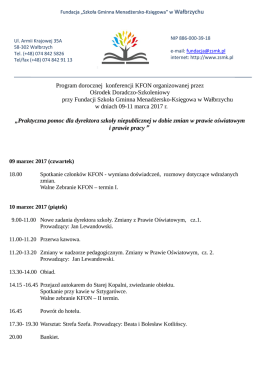 Program dorocznej konferencji KFON organizowanej przez Ośrodek