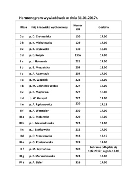 Harmonogram spotkań