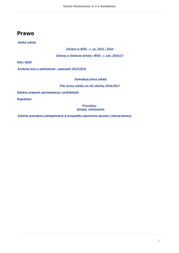 r. sz. 2015 / 2016 Zmiany w Statucie Szkoły i WSO - r. sz