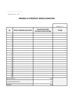 EWIDENCJA SPRZEDAŻY BEZRACHUNKOWEJ
