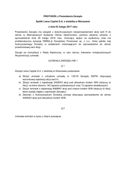 PROTOKÓŁ z Posiedzenia Zarządu Spółki Letus Capital S.A. z