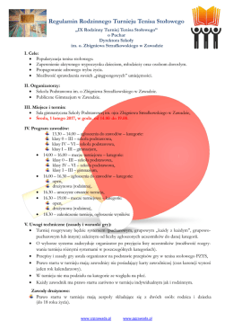 Regulamin Rodzinnego Turnieju Tenisa Stołowego