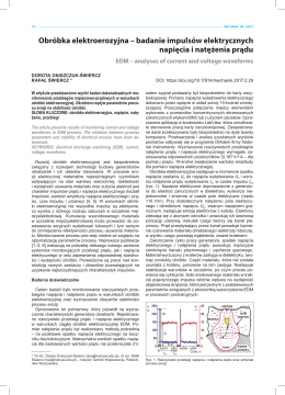 Obróbka elektroerozyjna – badanie impulsów elektrycznych