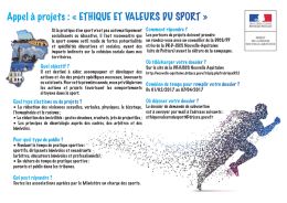 Appel à projets : « ETHIQUE ET VALEURS DU SPORT »