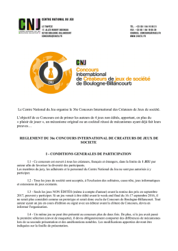 Règlement du 36e Concours international de créateurs de jeux de