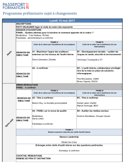 Programme préliminaire sujet à changements