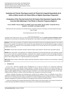 Evaluation de l`Inertie Thermique &agrave; partir de l`Etude