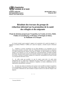 Résultats des travaux du groupe de rédaction informel sur la