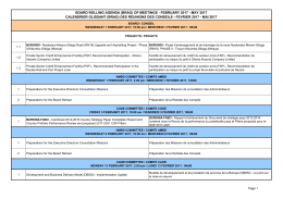 board rolling agenda (brag) of meetings - february 2017