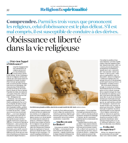 Obéissance et liberté dans la vie religieuse