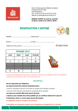 réservation cantine