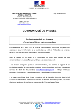 communiqué de presse - Hautes