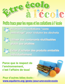 Utiliser des contenants r&eacute;utilisables plut&ocirc;t que jetables &Eacute;viter d