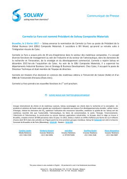 Communiqu&eacute; de Presse Carmelo Lo Faro est nomm&eacute;