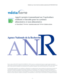 Appel à projets transnational sur l`agriculture résiliente