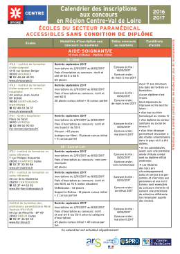 calendrier concours paramédicaux 2016-2017_orléans