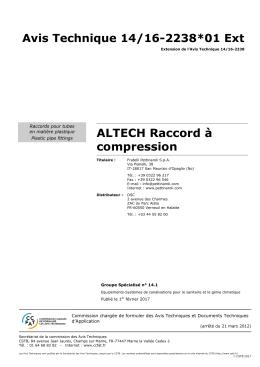 Avis Technique 14/16-2238*01 Ext ALTECH Raccord à