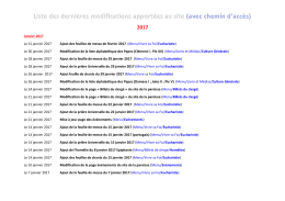 Liste des dernières modifications apportées au site (avec chemin d