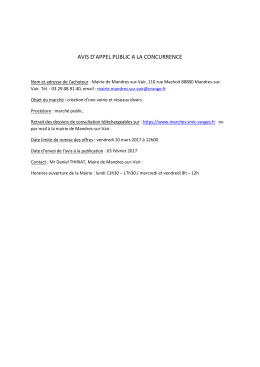 AVIS D`APPEL PUBLIC A LA CONCURRENCE