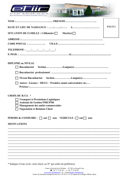 Dossier d`inscription