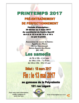 Soccer pré-entraînement printemps 2017