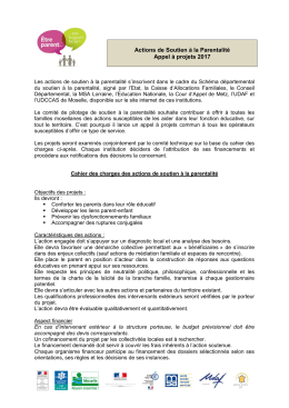 Actions de Soutien à la Parentalité Appel à projets 2017