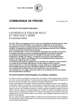 Les réseaux fixes de haut et très haut débit : un