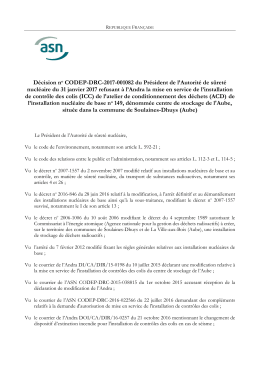 D&eacute;cision n&deg; CODEP-DRC-2017-001082 du Pr&eacute;sident de l`ASN du
