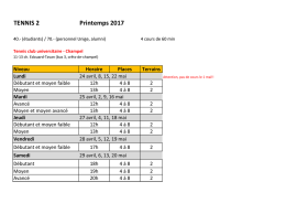TENNIS 2 Printemps 2017