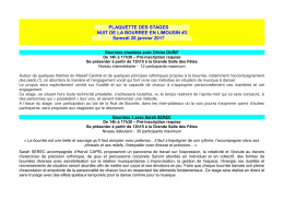 PLAQUETTE DES STAGES NUIT DE LA