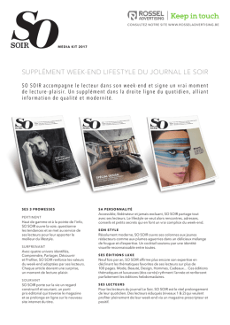 SUPPL&Eacute;MENT WEEK-END LIFESTYLE DU JOURNAL LE SOIR