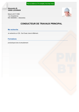 Recrutement CV CONDUCTEUR DE TRAVAUX PRINCIPAL