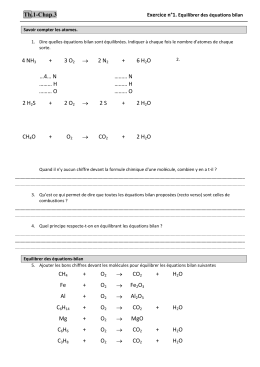 Exercice n°1. Équilibrer des équations chimiques