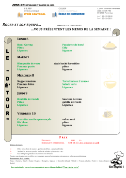 vous présentent les menus de la semaine