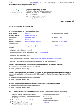 Maintenance technique du site Delta Bulletin des Adjudications