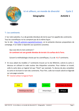 Ici et ailleurs, un monde de diversité Cycle 2 Géographie Activité 1