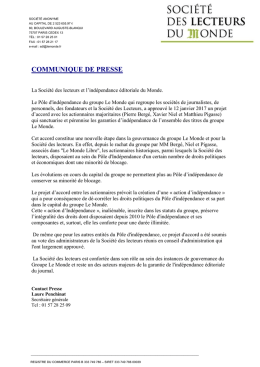 communique de presse - societe des lecteurs du monde