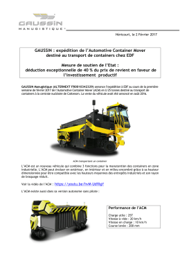 GAUSSIN : expédition de l`Automotive Container
