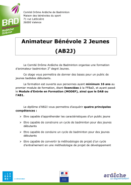 Plaquette AB2J 2016-2017 - Badminton Ardèche Drôme