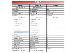 ASSA Equipe II Equipe III Equipe I